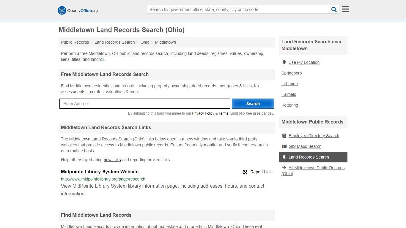 Middletown Land Records Search (Ohio) - County Office