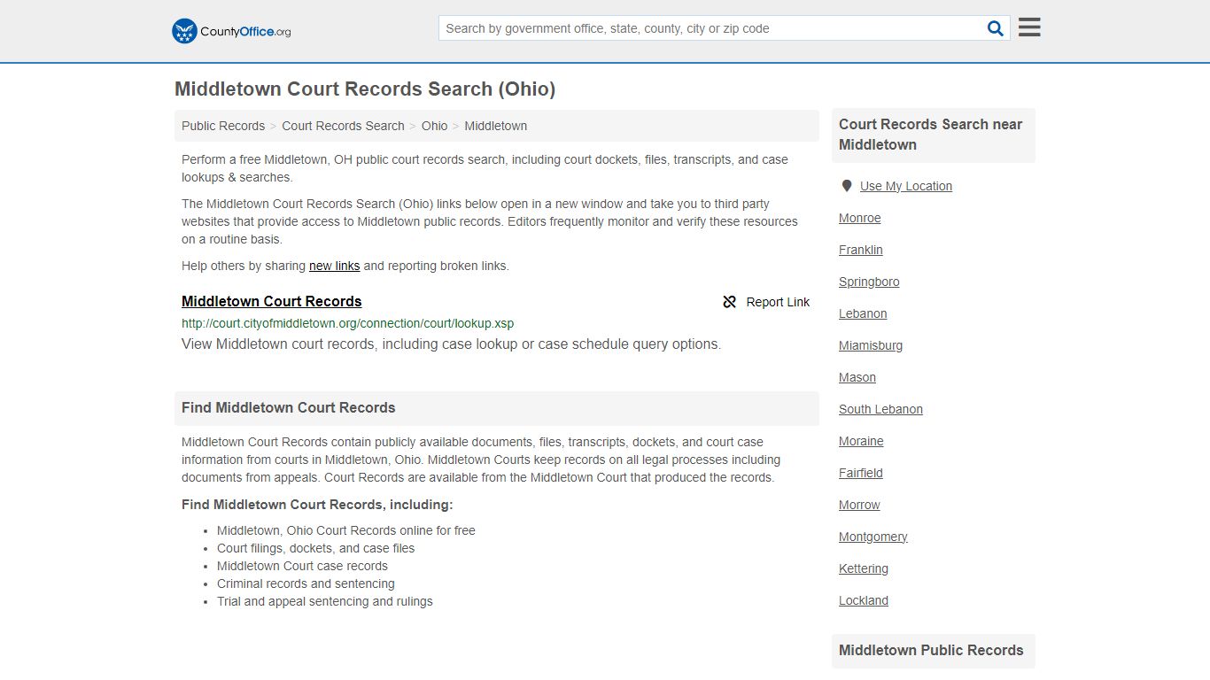 Middletown Court Records Search (Ohio) - County Office